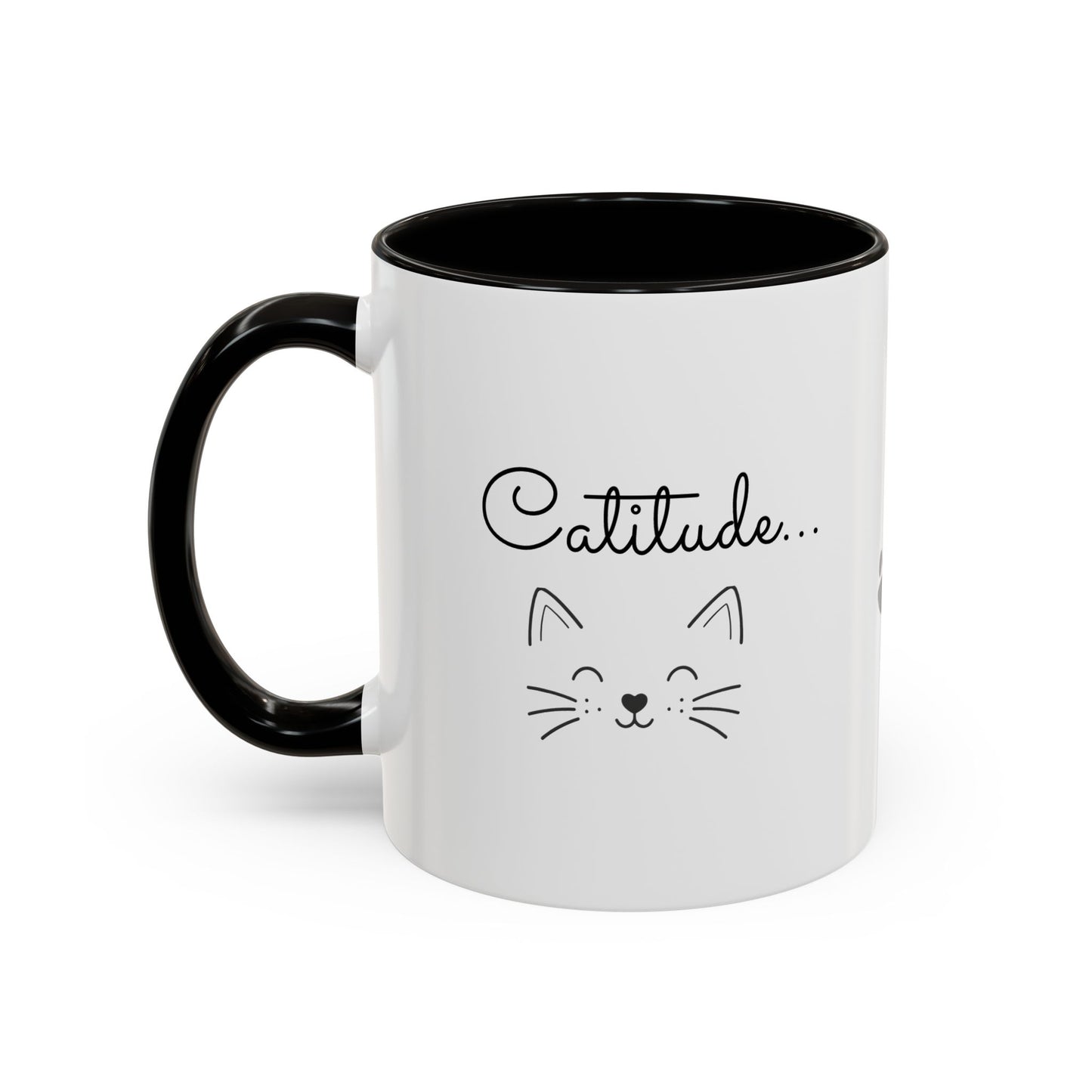 Minimalist Cat Design Color Accent Mug - Catitude - 'Purr More Hiss Less' (Additional Colors)