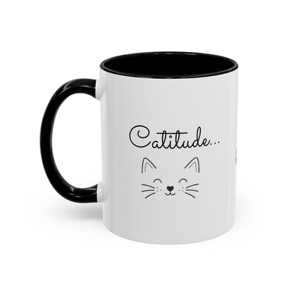 Minimalist Cat Design Color Accent Mug - Catitude - 'Purr More Hiss Less' (Additional Colors)