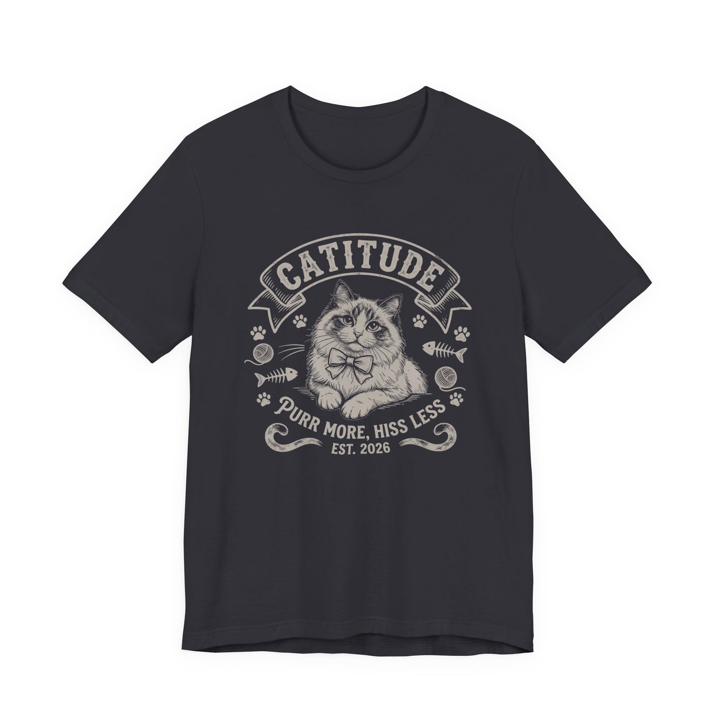 Unisex Jersey Short Sleeve Catitude Design Tee - 'Purr More, Hiss Less' (Additional Colors)
