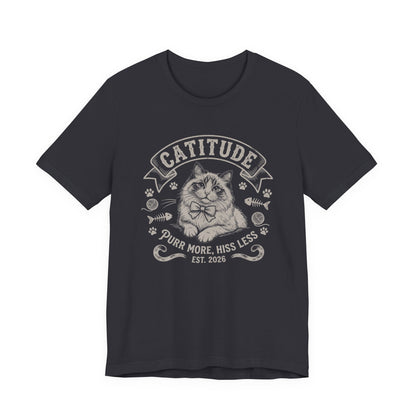 Unisex Jersey Short Sleeve Catitude Design Tee - 'Purr More, Hiss Less' (Additional Colors)