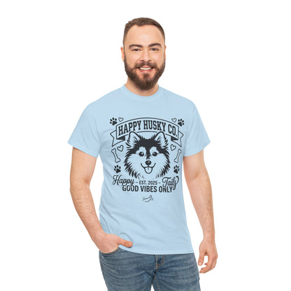 Unisex Adult Happy Husky Co. 'Happy Tails, Good Vibes Only' Graphic Tee (Additional Colors)