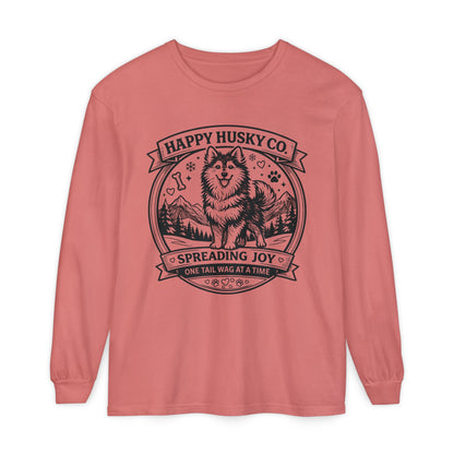 Unisex Happy Husky Co. Long Sleeve T-Shirt — 'Spreading Joy One Tail Wag At A Time' Graphic (Additional Colors)