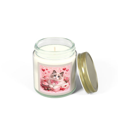 Valentine's Ragdoll Pussycat Design Luxe Coconut Apricot Wax Candle (4oz / 9oz) — Choice of Soothing Home Fragrances