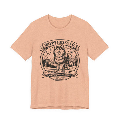 Unisex Happy Husky Co. Design T-Shirt — 'Spreading Joy One Tail Wag At A Time' Graphic Tee (Additional Colors)
