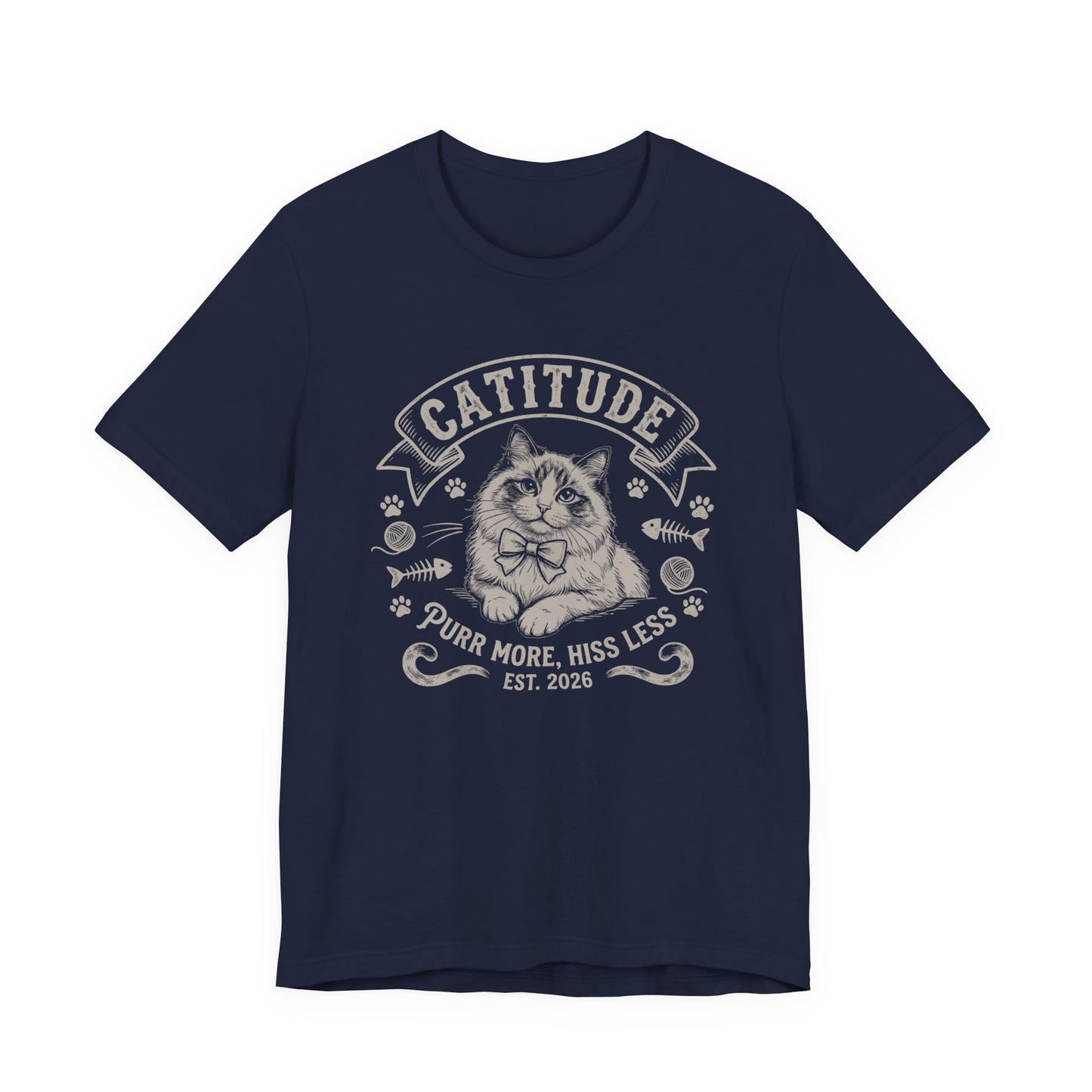 Unisex Jersey Short Sleeve Catitude Design Tee - 'Purr More, Hiss Less' (Additional Colors)