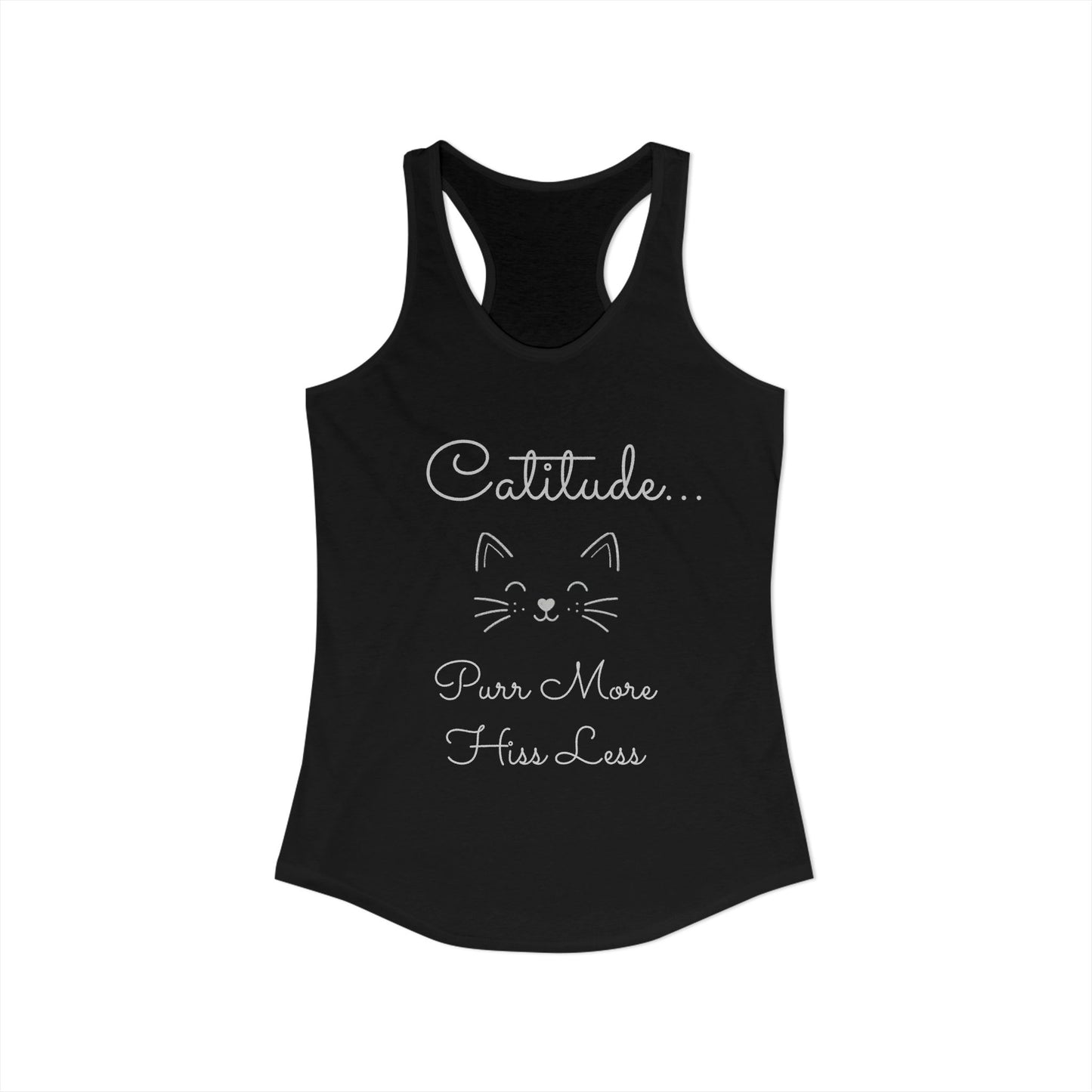 Catitude - 'Purr More Hiss Less' Double-Side Design Women's Racerback Tank Top (Additional Colors)