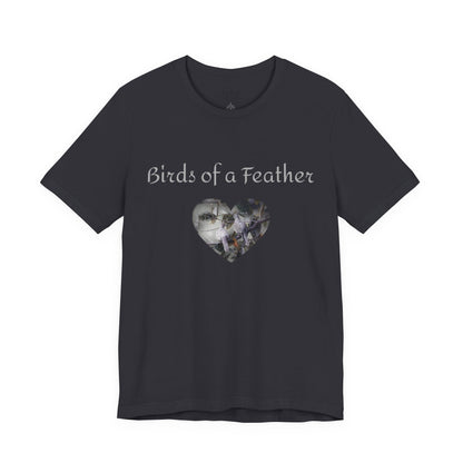 Adult Unisex Heart-Shaped 'Birds of a Feather' Two Doves & 'Two Hearts One Branch' Double-Sided Graphic Tee (Additional Colors)