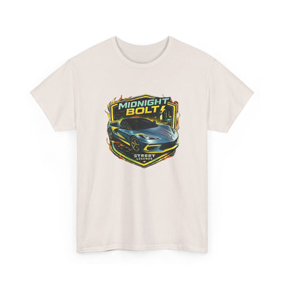 Adult Unisex Blue 'Midnight Bolt' Sportscar Theme Street Legends Series Cotton Tee (Additional Colors)