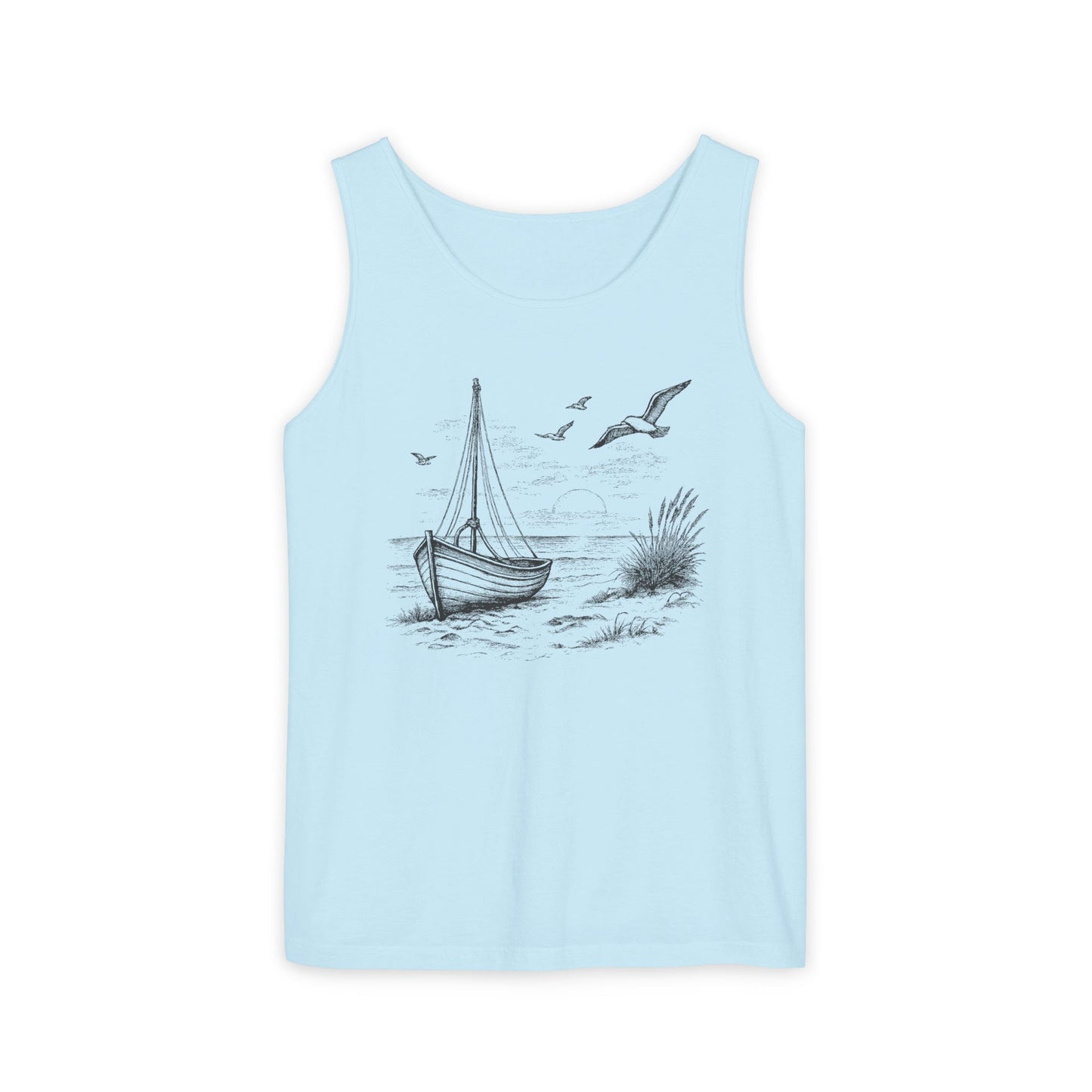 Unisex Adult Nautical Sailboat Tank Top — 'Set Your Course By The Stars, Not The Storm' Beach Graphic Tank (Additional Colors)