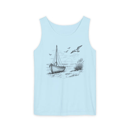 Unisex Adult Nautical Sailboat Tank Top — 'Set Your Course By The Stars, Not The Storm' Beach Graphic Tank (Additional Colors)