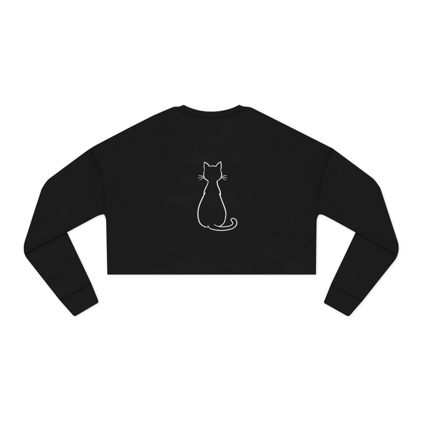 Women's 'Catitude' Cropped Double-Sided Sweatshirt – Cat Silhouette & 'Purr More Hiss Less' (Additional Colors)