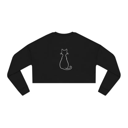 Women's 'Catitude' Cropped Double-Sided Sweatshirt – Cat Silhouette & 'Purr More Hiss Less' (Additional Colors)
