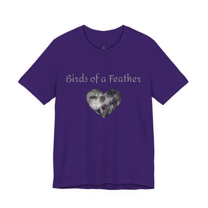 Adult Unisex Heart-Shaped 'Birds of a Feather' Two Doves & 'Two Hearts One Branch' Double-Sided Graphic Tee (Additional Colors)