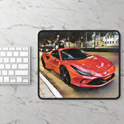 Artsy Orange Sportscar Theme Mouse Pad