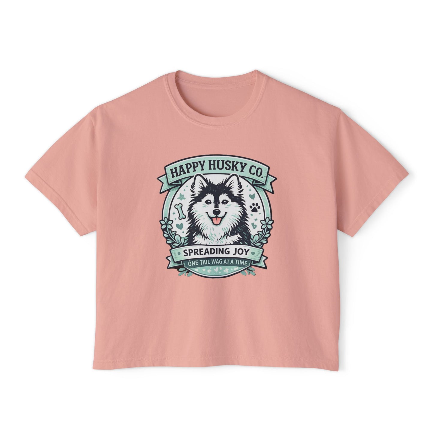 Happy Husky Co. 'Spreading Joy One Tail Wag At A Time' Women's Boxy Tee (Additional Colors)
