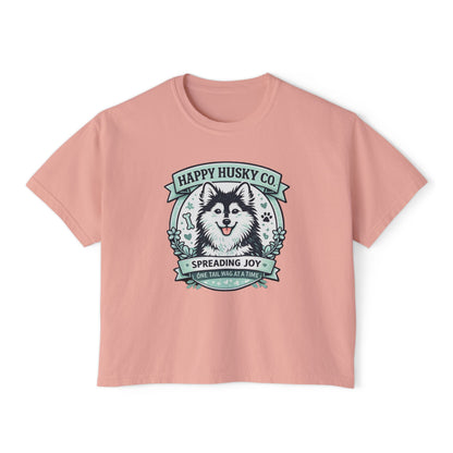 Happy Husky Co. 'Spreading Joy One Tail Wag At A Time' Women's Boxy Tee (Additional Colors)