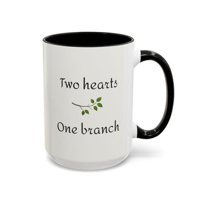 Two Doves Hearts One Branch Romantic Love Accent Coffee Mug (Additional Color)