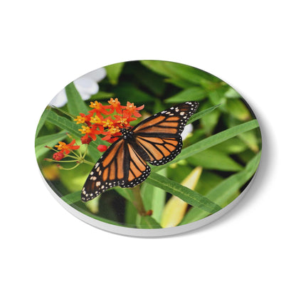Nature-Inspired Beautiful Orange Butterfly Garden Collectible Ceramic Coaster, 1 Piece