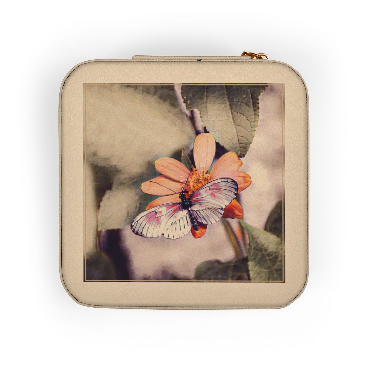 Nature-Inspired Butterfly-Theme Travel Jewelry Case - Compact Jewelry Organizer for Rings, Earrings & Necklaces (Additional Colors & Design)