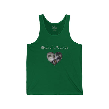 Adult Unisex 'Birds of a Feather' Dove Heart & 'Two Hearts One Branch' Double-Sided Jersey Tank Top (Additional Colors)