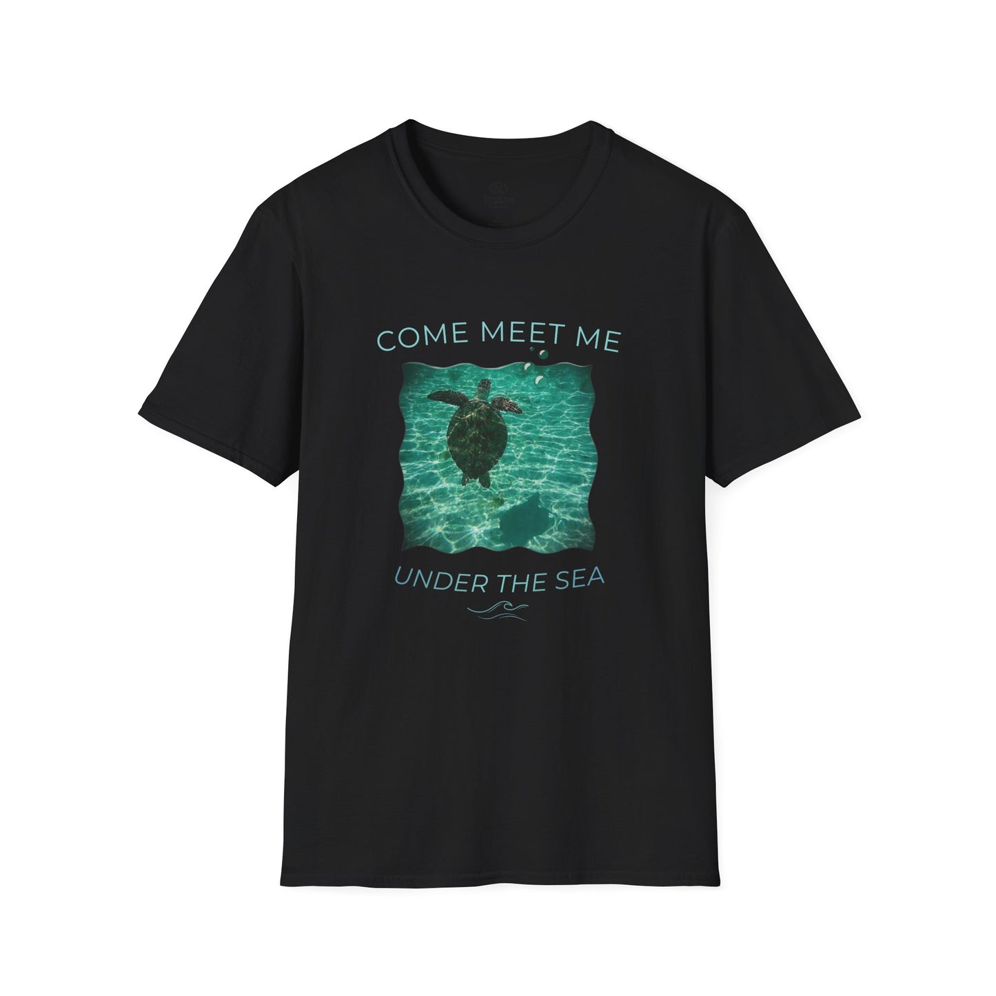 Adult Unisex Aquatic Sea Turtle 'Come Meet Me Under the Sea' Jersey Short Sleeve Tee (Additional Colors)