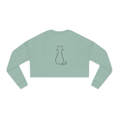 Women's 'Catitude' Cropped Double-Sided Sweatshirt – Cat Silhouette & 'Purr More Hiss Less' (Additional Colors)