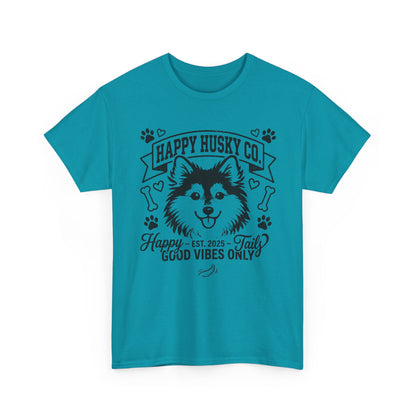 Unisex Adult Happy Husky Co. 'Happy Tails, Good Vibes Only' Graphic Tee (Additional Colors)