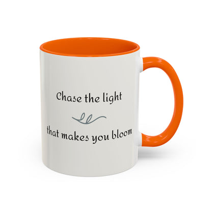 Nature Sunflower Theme Artist-Inspired 'Chase the light that makes you bloom' Accent Coffee Mug (Additional Colors, 11 oz & 15 oz)
