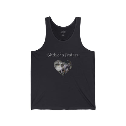 Adult Unisex 'Birds of a Feather' Dove Heart & 'Two Hearts One Branch' Double-Sided Jersey Tank Top (Additional Colors)
