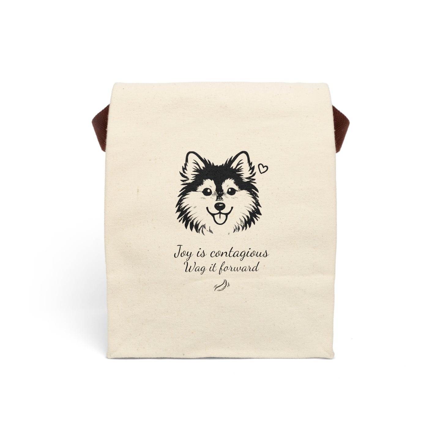 Pomsky With A Heart, 'Joy is contagious, Wag it forward' Canvas Tote - Lunch Bag with Strap — Reusable Eco Tote