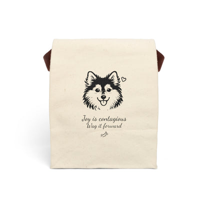 Pomsky With A Heart, 'Joy is contagious, Wag it forward' Canvas Tote - Lunch Bag with Strap — Reusable Eco Tote