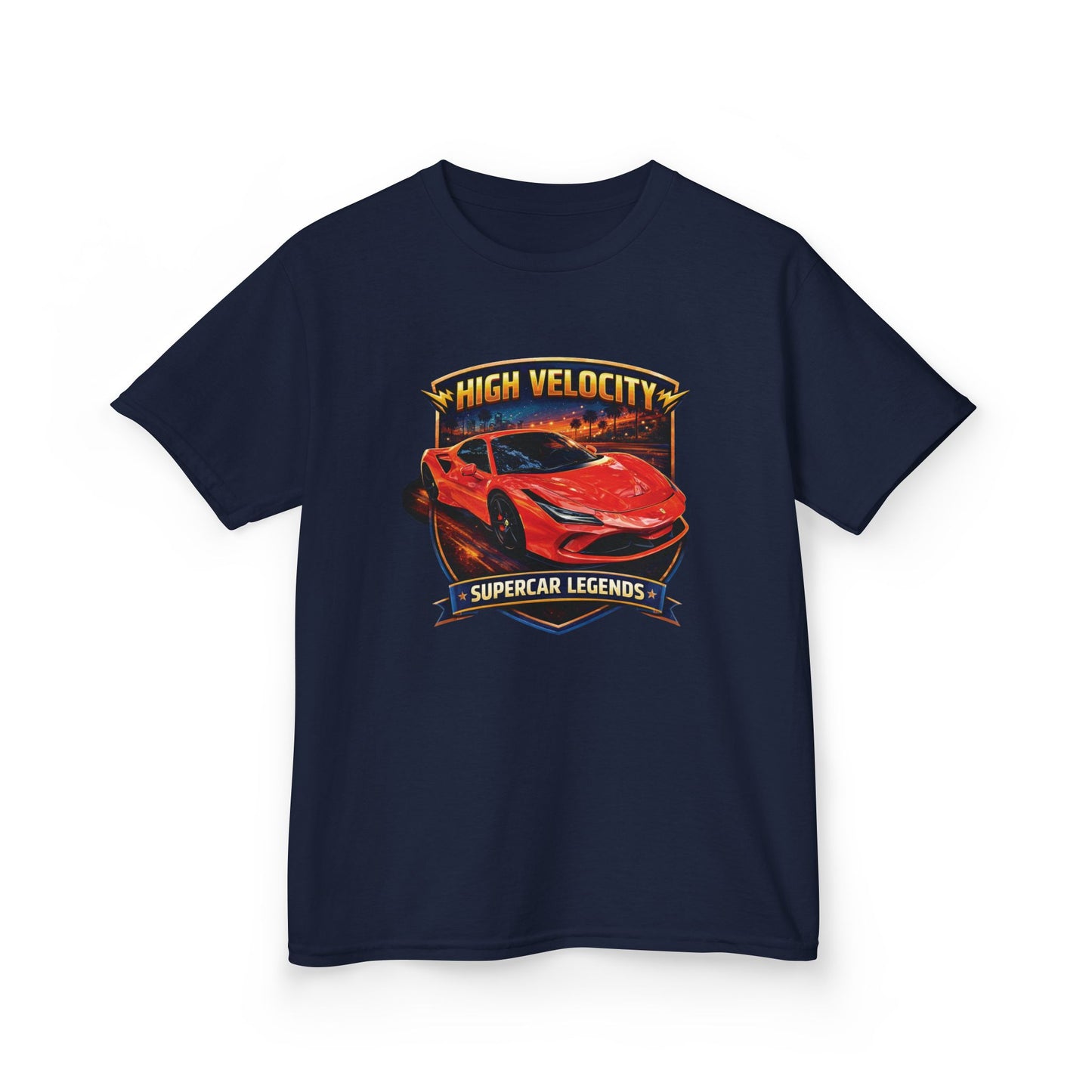 Kids Red/Orange 'High Velocity' Sportscar Theme Supercar Legends Series Graphic Cotton Tee (Additional Colors)