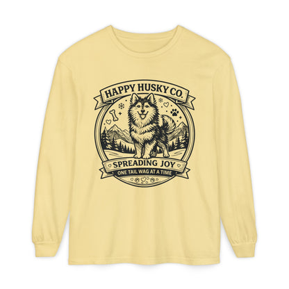 Unisex Happy Husky Co. Long Sleeve T-Shirt — 'Spreading Joy One Tail Wag At A Time' Graphic (Additional Colors)