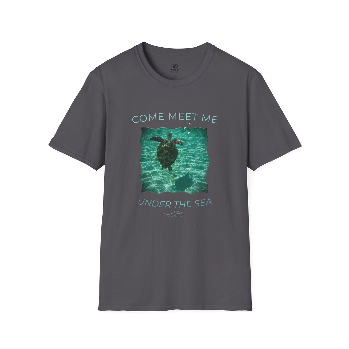 Adult Unisex Aquatic Sea Turtle 'Come Meet Me Under the Sea' Jersey Short Sleeve Tee (Additional Colors)