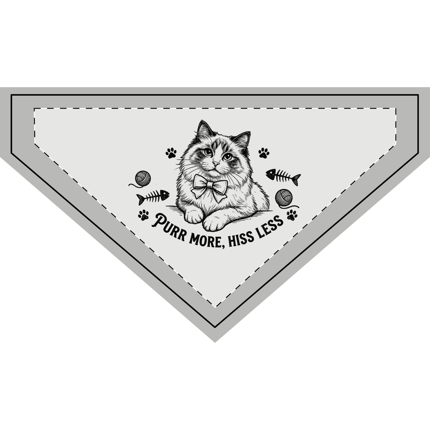 Clip-On Cat Design Pet Bandana — 'Purr More, Hiss Less' Cute Cat Bandana for Cats & Small Pets