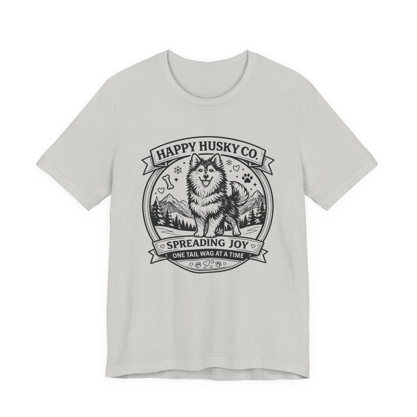 Unisex Happy Husky Co. Design T-Shirt — 'Spreading Joy One Tail Wag At A Time' Graphic Tee (Additional Colors)