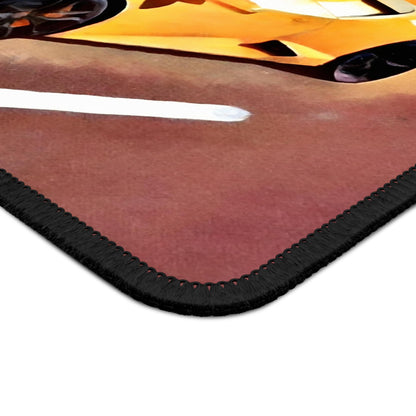 Yellow Supercar Scenic Drive Mouse Pad — Coastal Sports Car Gaming Desk Mat