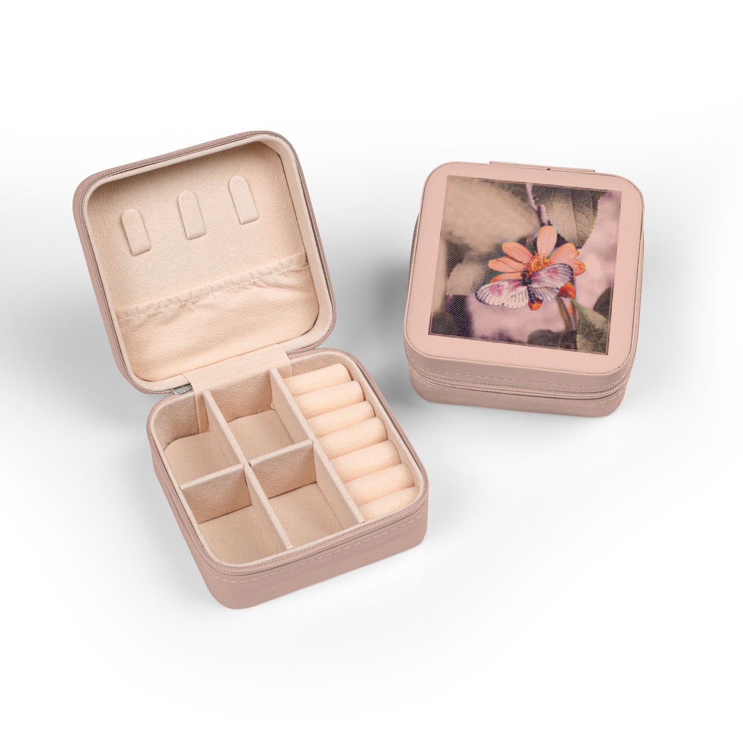 Nature-Inspired Butterfly-Theme Travel Jewelry Case - Compact Jewelry Organizer for Rings, Earrings & Necklaces (Additional Colors & Design)