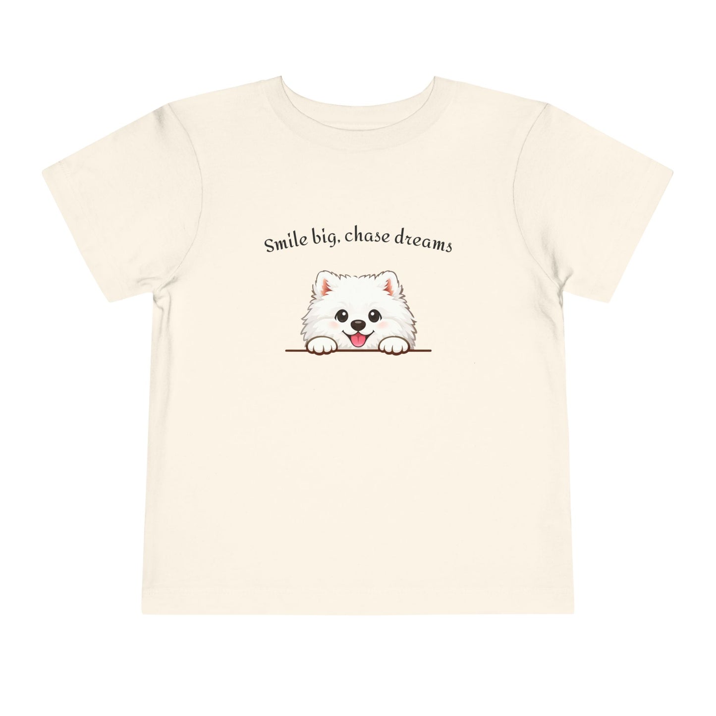 Unisex Toddler Tee 'Smile Big, Chase Dreams' Cute Fluffy Samoyed Puppy Design (Additional Colors)