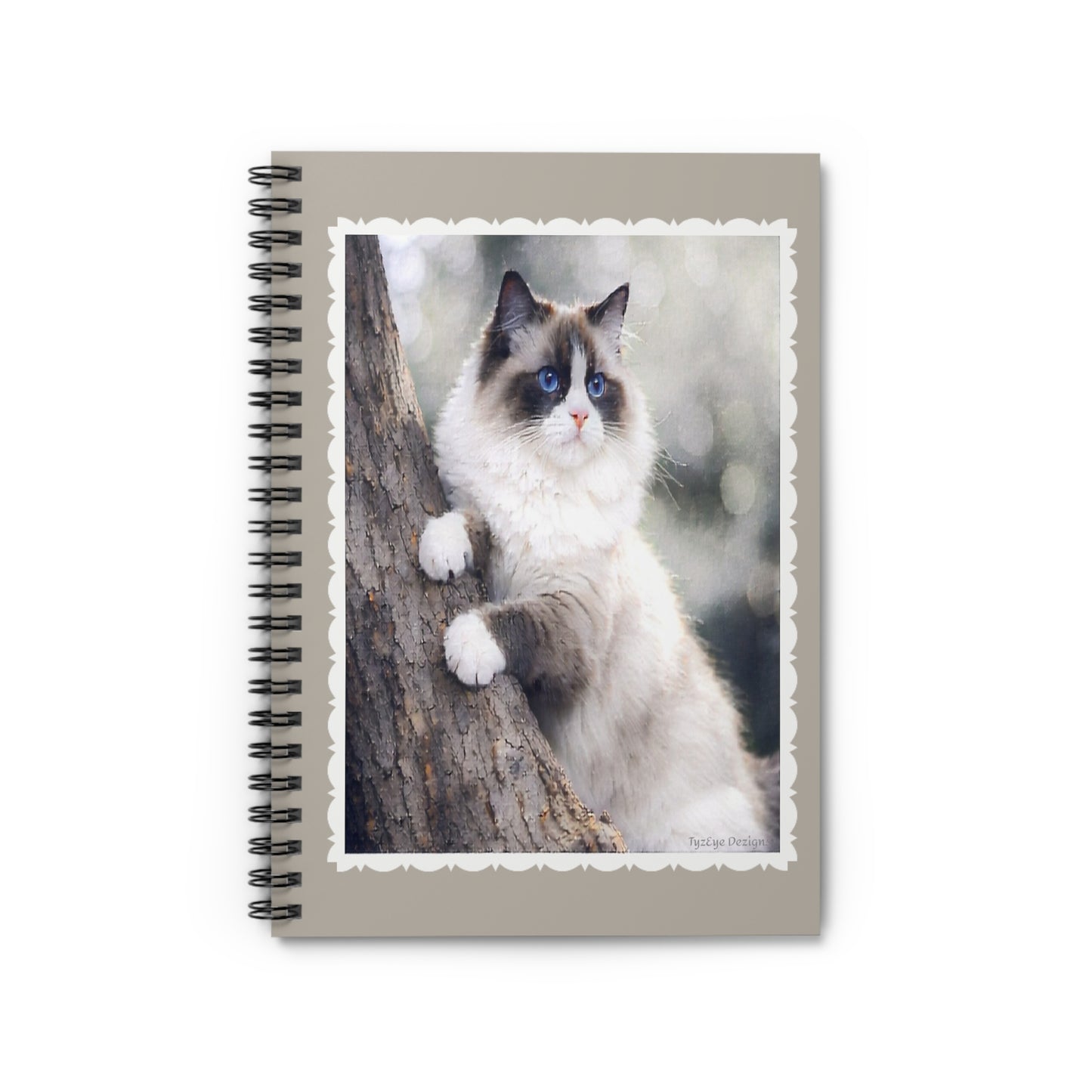Elegant Ragdoll Spiral Notebook —  Artist Inspired Cat Design Ruled Journal