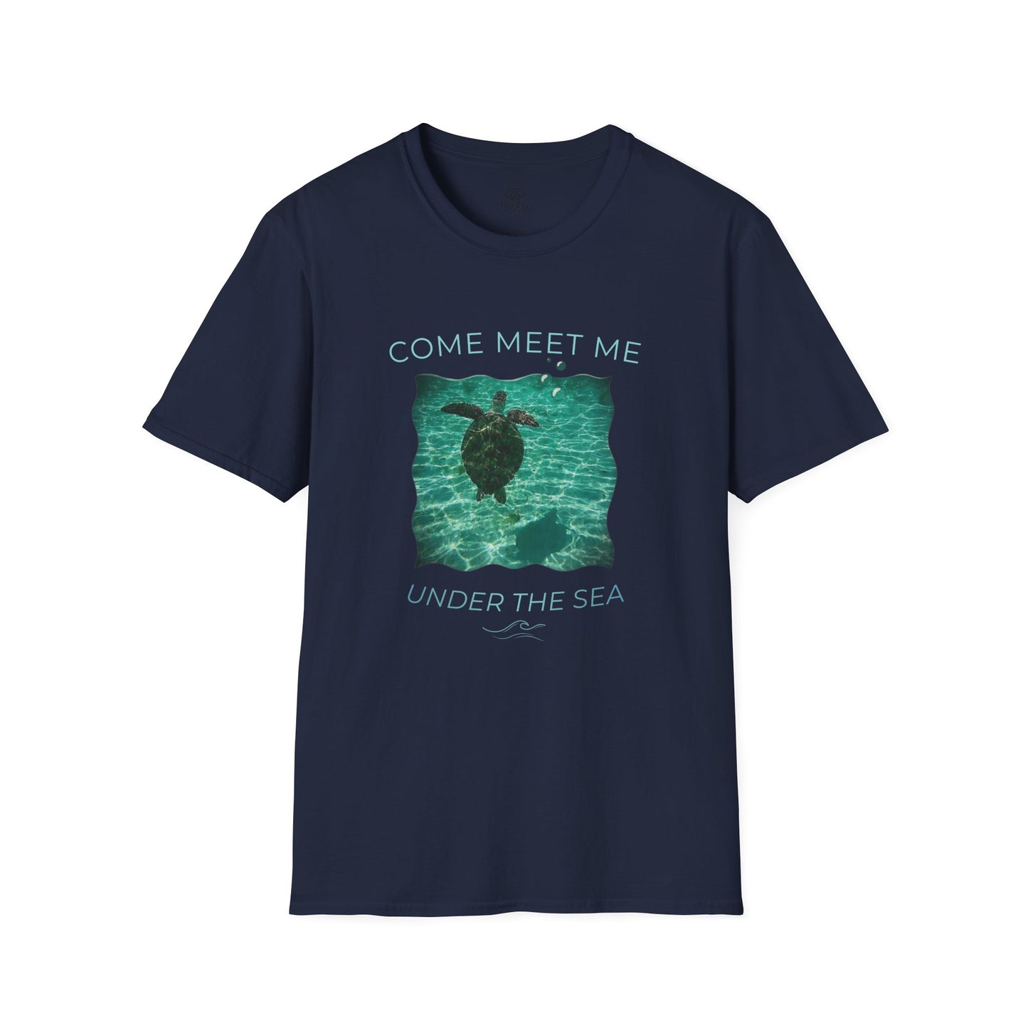 Adult Unisex Aquatic Sea Turtle 'Come Meet Me Under the Sea' Jersey Short Sleeve Tee (Additional Colors)