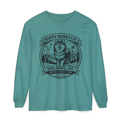Unisex Happy Husky Co. Long Sleeve T-Shirt — 'Spreading Joy One Tail Wag At A Time' Graphic (Additional Colors)