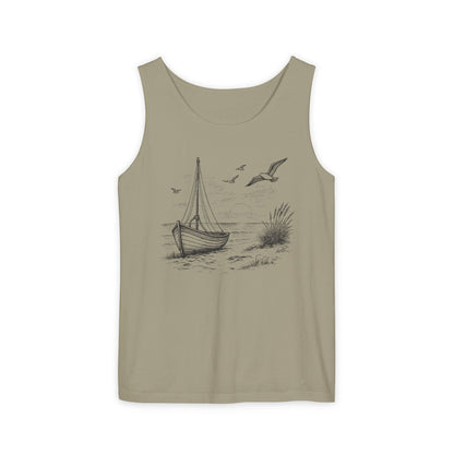 Unisex Adult Nautical Sailboat Tank Top — 'Set Your Course By The Stars, Not The Storm' Beach Graphic Tank (Additional Colors)