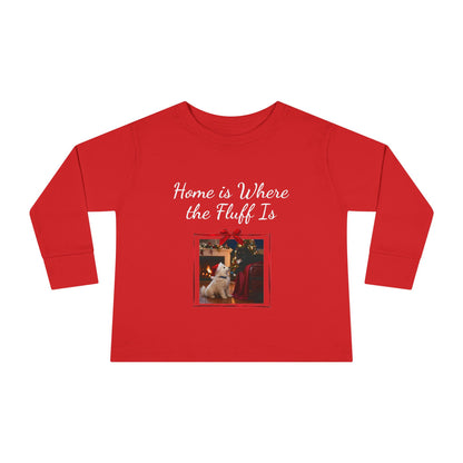 Cozy Toddler Christmas Long Sleeve Tee - 'Home is Where the Fluff Is' (Additional Color)