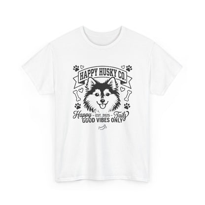 Unisex Adult Happy Husky Co. 'Happy Tails, Good Vibes Only' Graphic Tee (Additional Colors)
