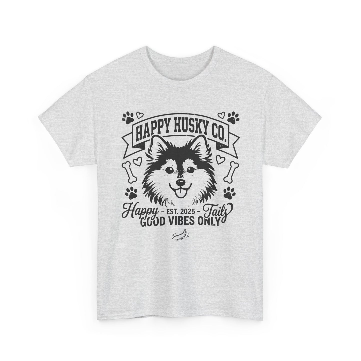 Unisex Adult Happy Husky Co. 'Happy Tails, Good Vibes Only' Graphic Tee (Additional Colors)