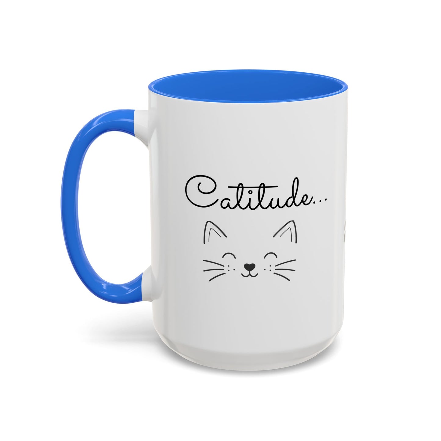 Minimalist Cat Design Color Accent Mug - Catitude - 'Purr More Hiss Less' (Additional Colors)