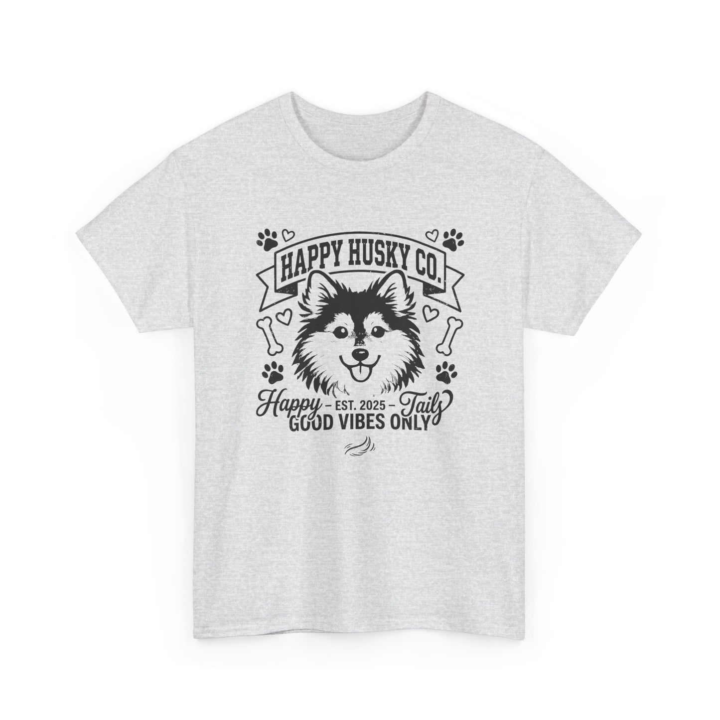 Unisex Adult Happy Husky Co. 'Happy Tails, Good Vibes Only' Graphic Tee (Additional Colors)