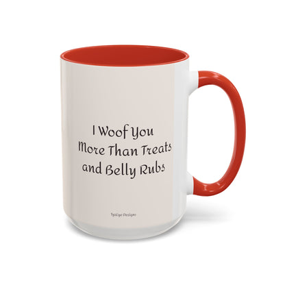 Valentine's Romantic Samoyed Theme "I Woof You More...' Accent Coffee Mug, 11 oz or 15 oz (Additional Color)