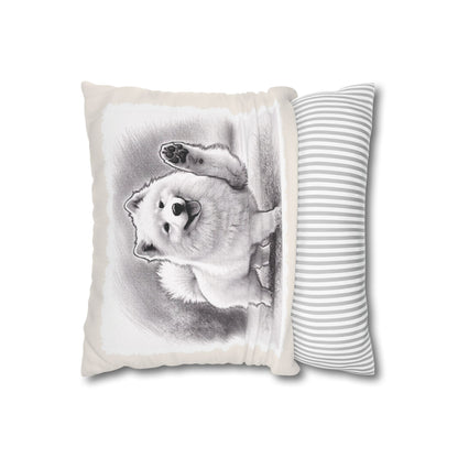 Samoyed Dog Throw Pillowcase – Cute Paw Waving Puppy Decorative Cushion Cover (Additional Sizes)